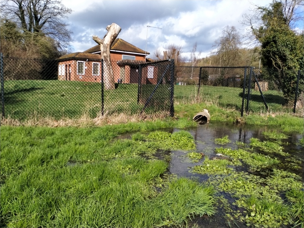 Flooded field by pumping station